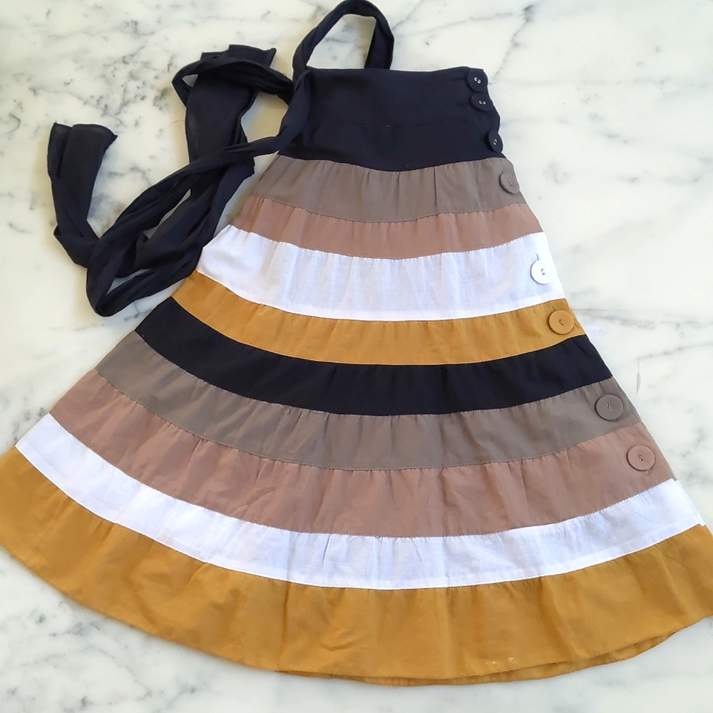 MWOT. Connection 18 100% Cotton Multi Color Ruffle Skirt w/full lining and belt.